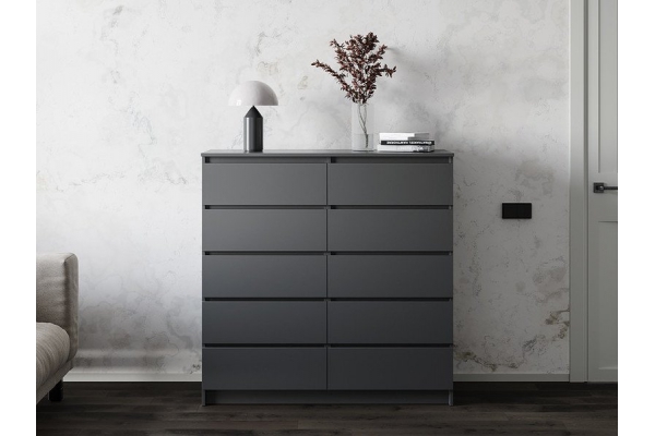 Комод Мори МК1200.10 с 10 ящиками Графит