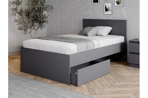 Кровать Мори КРМЯ 900.1/1 с ящиками МЯ 995.2 графит