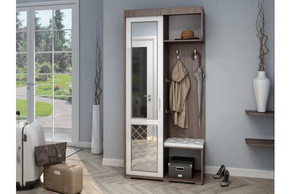 Прихожая Карина Ясень Шимо Темный/Белый