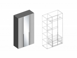 Шкаф Вита 3-створки с зеркалом тёмно серый лофт