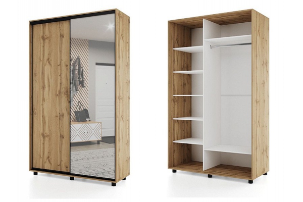 Шкаф-купе Prime двухдверный ОР16-6.ZD дуб вотан