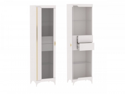 Пенал со стеклом узкий Сиде Белый