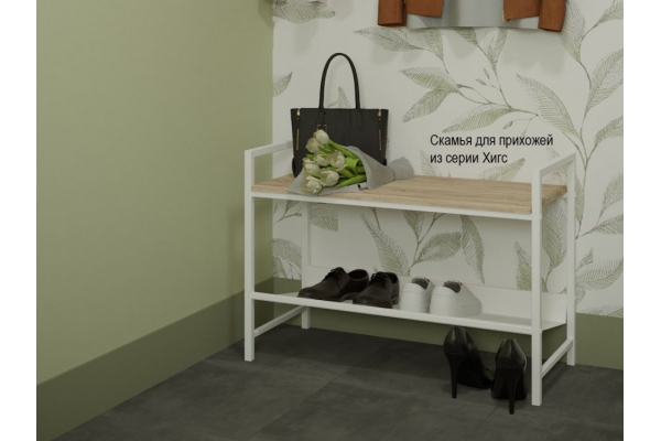 Скамья для прихожей Хигс дуб санремо/белый
