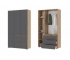 Шкаф с ящиками Хелен 3-х створчатый ШК 06 Дуб крафт золотой-Серый графит