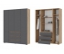 Шкаф с ящиками Хелен 4-х створчатый ШК 05 Дуб крафт золотой-Серый графит