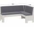 Скамья угловая «Ганновер» Дуб Крафт белый, Микровелюр Linea Grande 83/Connect 83 (серый)