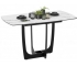 Стол обеденный «Орфей» Черный муар, Стекло глянцевое белый мрамор