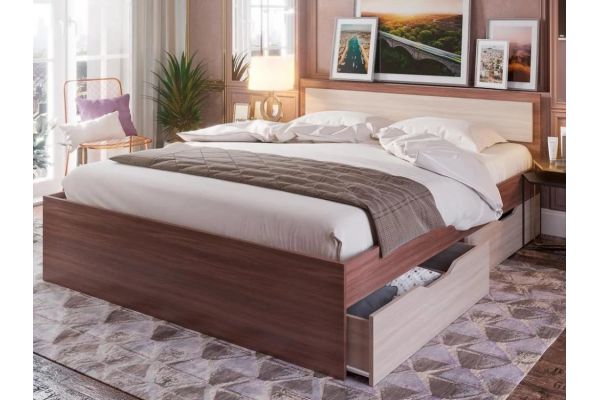 Кровать КР 608 с ящиками Гармония ясень