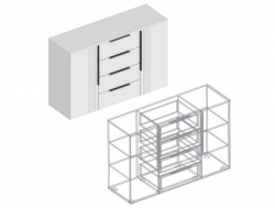 Комод Вита 2-створки с 4 ящиками белый лофт
