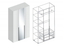 Шкаф Вита 3-створки с зеркалом белый лофт