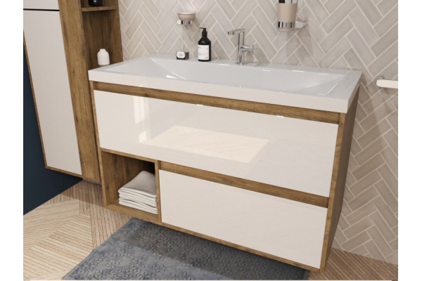 Тумба с раковиной Monaco Wood 1000 2 ящика с нишей