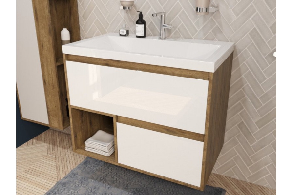 Тумба с раковиной Monaco Wood 800 2 ящика с нишей