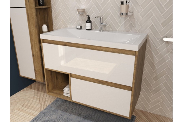 Тумба с раковиной Monaco Wood 900 2 ящика с нишей