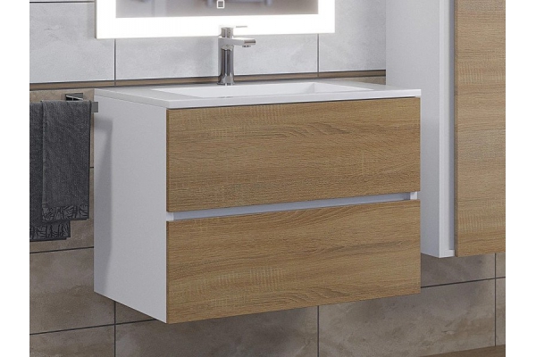 Тумба с раковиной Uperwood Barsa-Next белая/дуб сонома 70 см