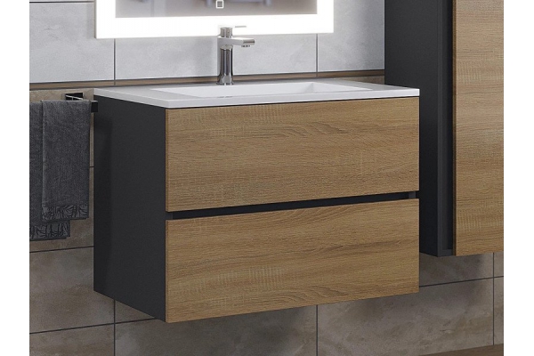 Тумба с раковиной Uperwood Barsa-Next черная/дуб сонома 70 см