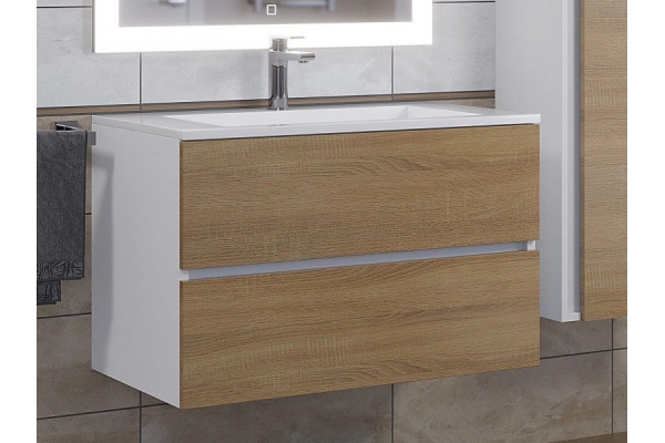 Тумба с раковиной Uperwood Barsa-Next белая/дуб сонома 80 см