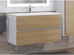 Тумба с раковиной Uperwood Barsa 90 см раковина белая-тумба белая/дуб сонома
