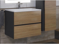 Тумба с раковиной Uperwood Barsa 60 см раковина белая-тумба черная/дуб сонома
