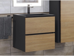 Тумба с раковиной Uperwood Barsa 60 см раковина черный глянец-тумба черная/дуб сонома