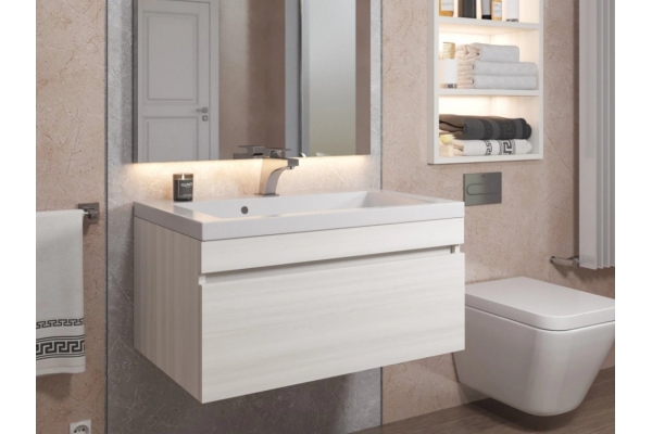 Тумба с раковиной Uperwood Eva Дуб Харбор белый 75 см
