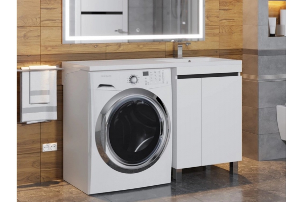 Тумба с раковиной Uperwood Magenta 60-120 см напольная белая/графит с дверцами правая
