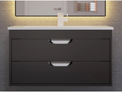 Тумба с раковиной Uperwood Modul матовая черная 80 см