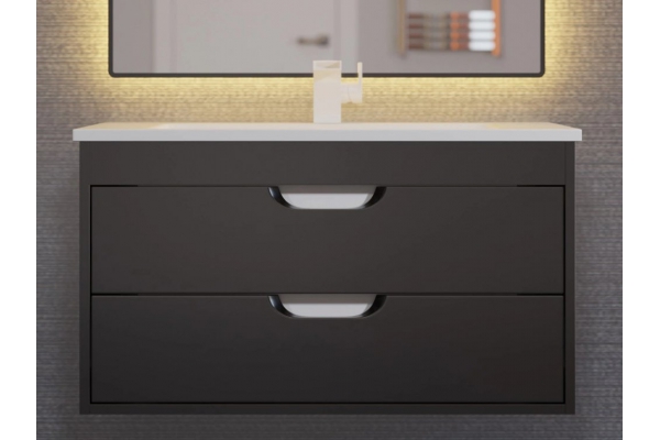 Тумба с раковиной Uperwood Modul матовая черная 80 см