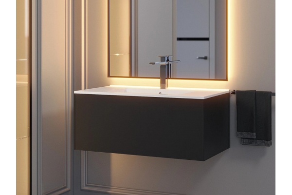 Тумба с раковиной Uperwood Parma Premium черная 85 см