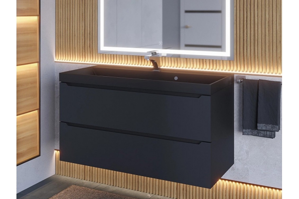 Тумба с раковиной Uperwood Tanos-Classic Quartz черная/уголь 100 см