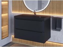 Тумба с раковиной Uperwood Tanos-Classic Quartz черная/уголь 80 см