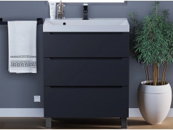 Тумба с раковиной Uperwood Tanos 3 ящика напольная 70 см черная