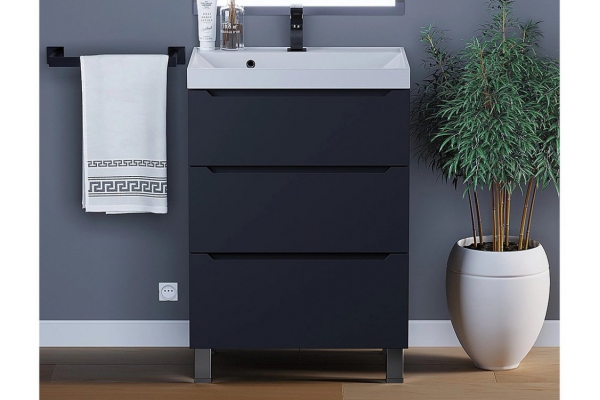 Тумба с раковиной Uperwood Tanos 3 ящика напольная 60 см черная