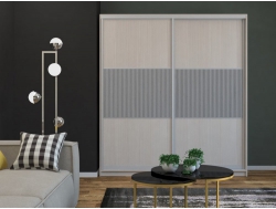 Шкаф-купе Юлия широкая рельефная вставка МДФ Бодега светлая (2к)