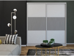 Шкаф-купе Ксения широкая рельефная вставка МДФ Белый