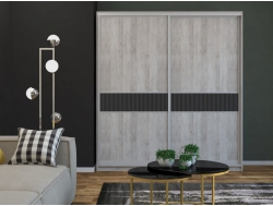 Шкаф-купе Светлана узкая рельефная вставка МДФ Финдус бежевый (2к)