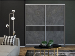 Шкаф-купе Юлия узкая рельефная вставка МДФ Каспий темный (2к)