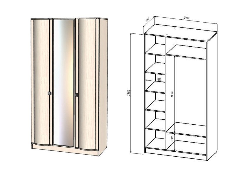 Размер дверок шкафа. Шкаф трехстворчатый Размеры. Шкаф для одежды высота 2300. Ширина трехстворчатого шкафа.